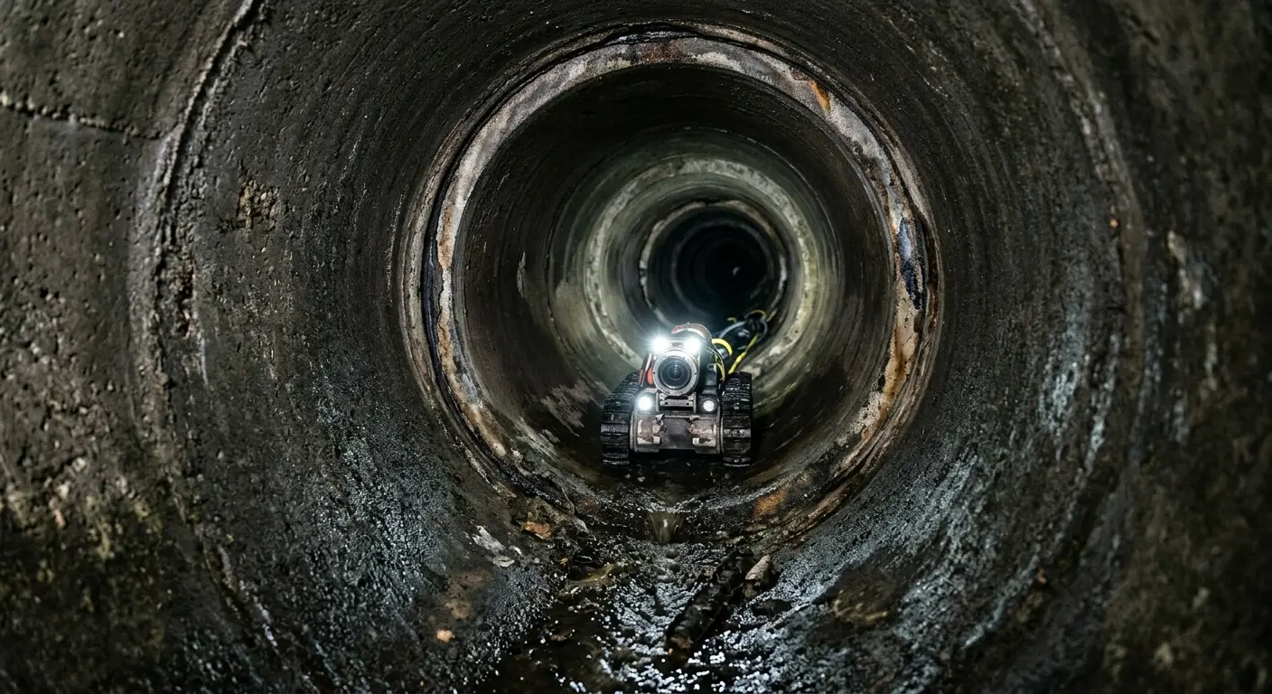 Robotic sewer camera inspecting pipe interior for Sewer Line Cleaning in Corry